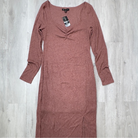INC International Concepts Brown Long Sleeve Dress M - Picture 2 of 8